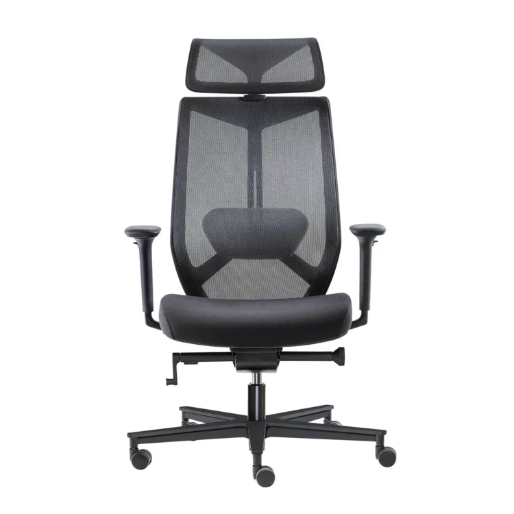 Ergonomische Bureaustoel Boxtel zwart met hoge rugleuning en hoofdsteun