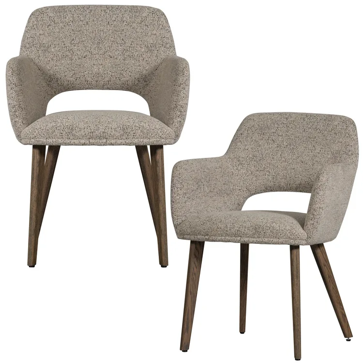 Set van 2 Murat stoelen naturel met houten poot donkerbruin