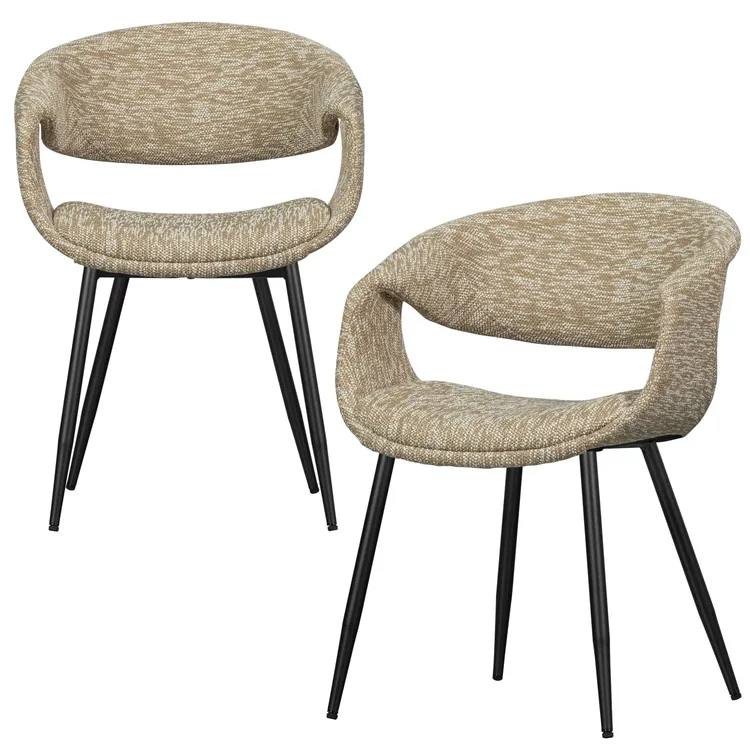 Set van 2 Yossi stoelen met zwarte metalen poot