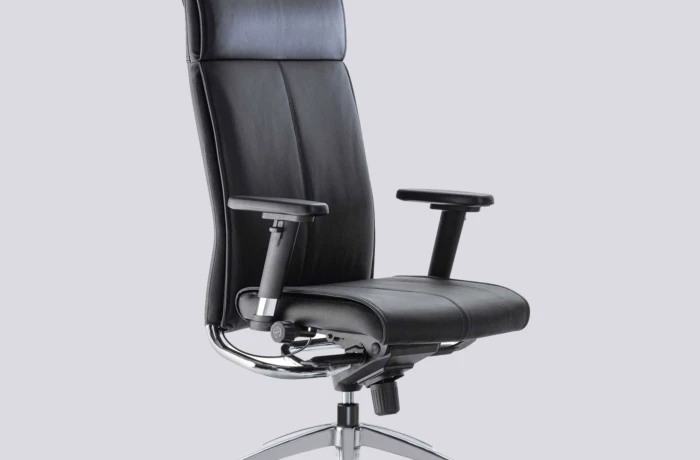Ergonomische Bureaustoel Waalwijk leder met hoge rugleuning en hoofdsteun