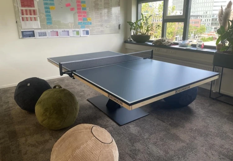 Tafeltennistafel met zitballen Hogeschool