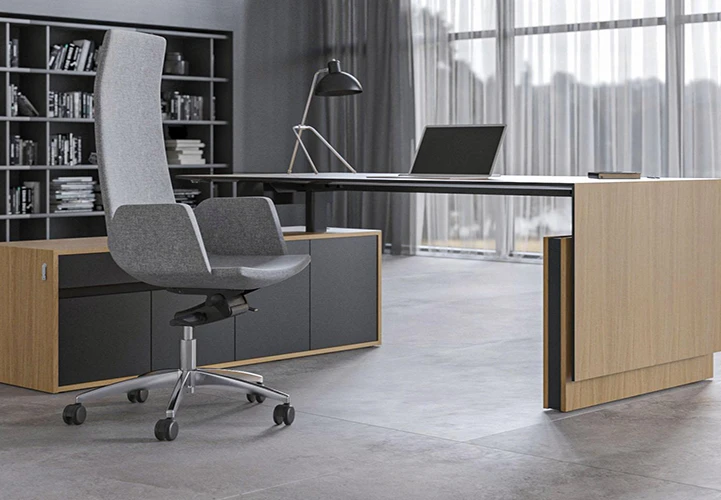 Motion executive desk veneer interior