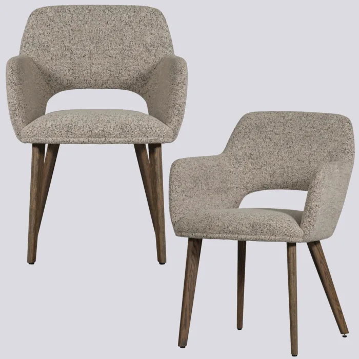 Set van 2 Murat stoelen naturel met houten poot donkerbruin