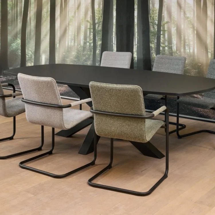 Vergadertafel Deens Ovaal met spinpoot