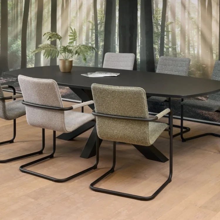 Vergadertafel Deens Ovaal met spinpoot